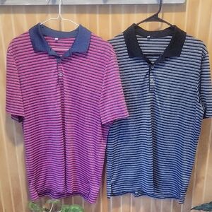 adidas Striped Polo Shirt Set - Red and Gray